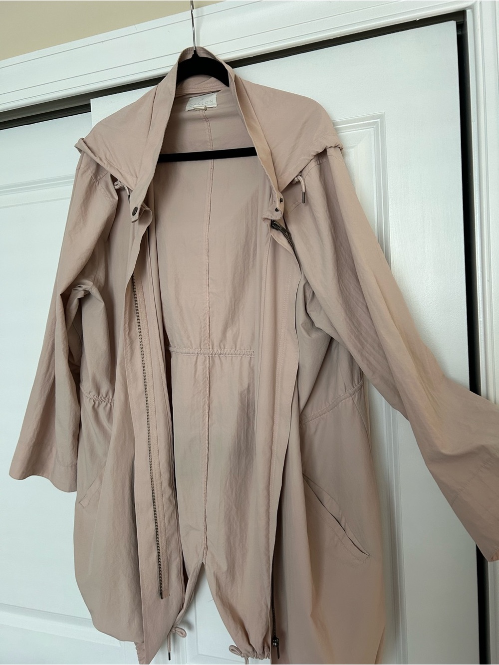 Caslon Light Pink Drawstring Rain Jacket - Womens
